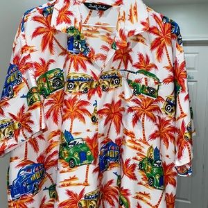 XL Unisex Hawaiian Button Shirt Orange Surf Boards Panel Vans Print